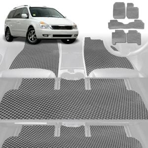 6D Diamond Car Floor Mats for Kia Carnival 2006-2014-Ultimate Set-Grey-Outback GT