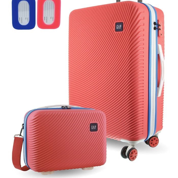 Gap Medium Hard-shell Luggage & Mini Beauty Travel Case Set W/ Tag Coral