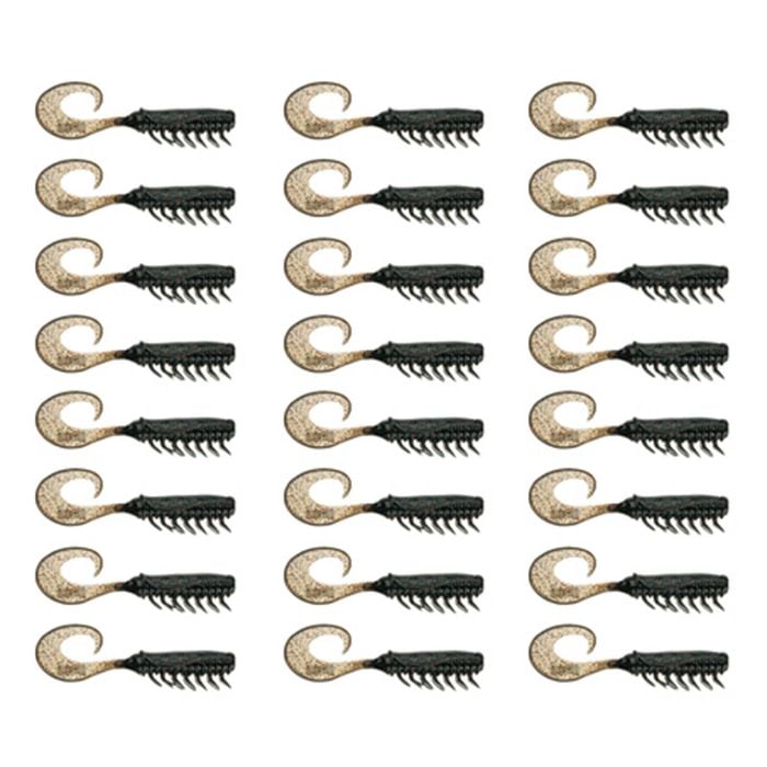 3x 8PK 2.5In Rapala Crush City Soft Plastic Curly Tail Lures - Black Nightmare