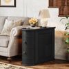 OAKORY 60cm Solid Wood Side Table with Two Drawers and Black Finish