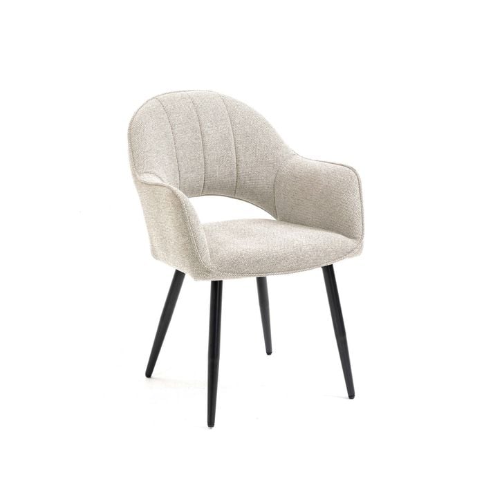 Luka Dining Chair in Coconut Color Fabric Black Metal Powdercoated Legs