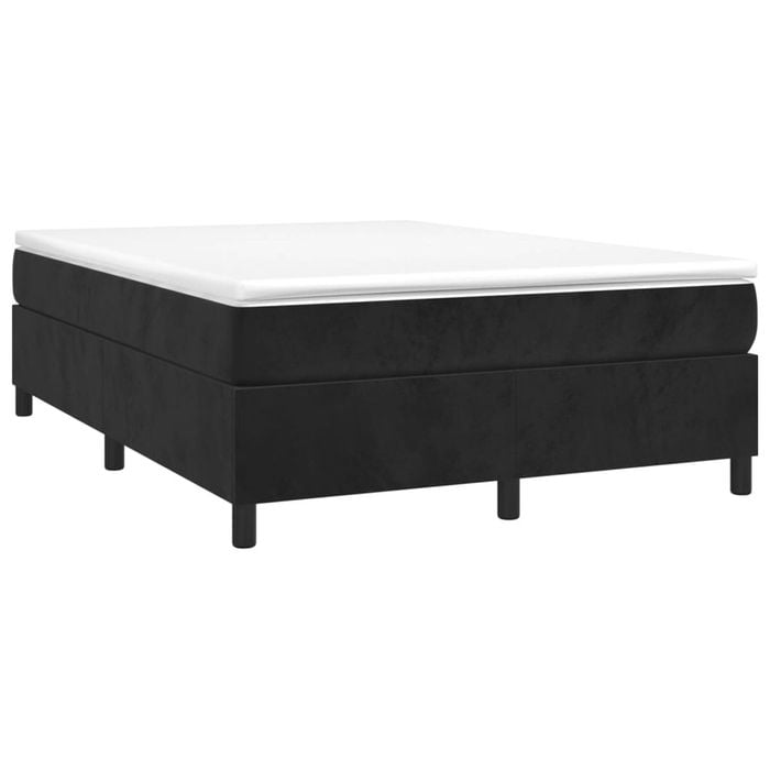 vidaXL Box Spring Bed with Mattress Black 137x190 cm Full Velvet bed bed frame