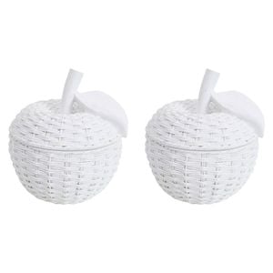 2PK LVD Apple Trinket Storage Box Weave Decorative Home Ornament Statue 10.5x12cm