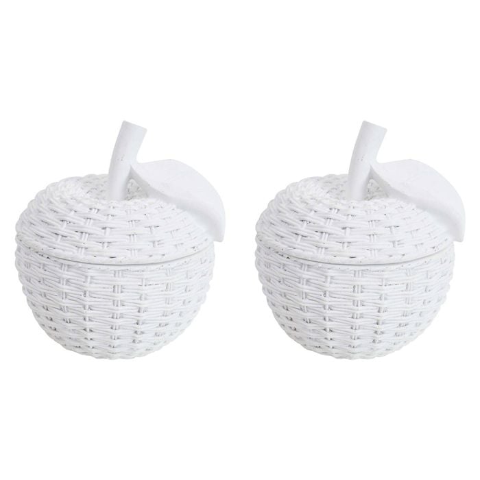 2PK LVD Apple Trinket Storage Box Weave Decorative Home Ornament Statue 10.5x12cm