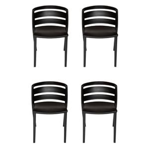 SK Designer Living | Pack of 4 | Mario Indoor & Outdoor Stackable Dining Chair - Black