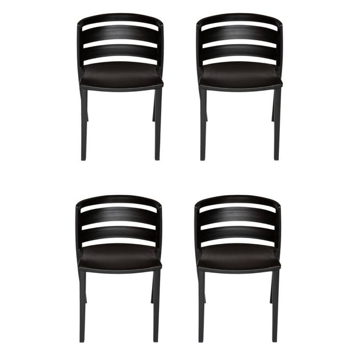SK Designer Living | Pack of 4 | Mario Indoor & Outdoor Stackable Dining Chair - Black