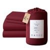 Laura Hill Luxury Living 4pc 1000 Thread Count Cotton Rich Queen Bed Sheet Set Gift Pack Burgundy
