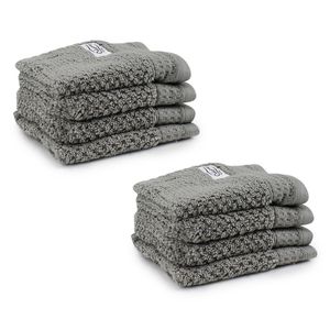 8pc Onkaparinga 30x30cm Cotton Avalon Bathroom Face Washers 550GSM Warm Silver
