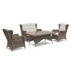 FurnitureOkay Rosebud 4-Piece Wicker Outdoor Lounge Setting - Brown / With 2-Seater