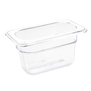 Vogue Gastronorm Pan Clear Polycarbonate Gn 1/9 100mm Kitchen Food Storage