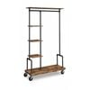 Clothing Garment Rack on Wheels with 5-Tier, Industrial Pipe Style, Rustic Brown