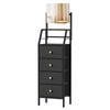 Advwin Vanity Desk with Mirror Nightstand with 4 Drawers 2-Tier Shelves Black