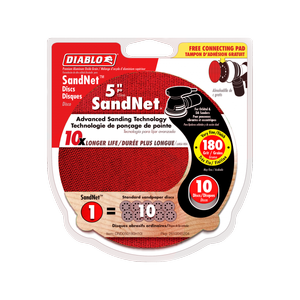 Diablo 125mm 180 Grit SandNET Orbital Discs with connection pad - 10 Pack