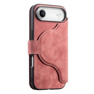 For iPhone 17 Air (6.5") Detachable Wallet Case Flip Leather Magsafe Magnetic Cover (Pink)