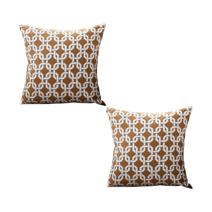 SOGA 2X 45cm Brown Jacquard Throw Pillows – Checkered Chain Design