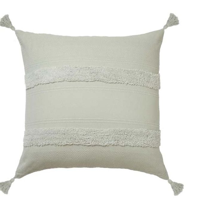 Accessorize Bedroom Collection 65cm x 65cm Grey Indra Tassel European Cushion