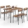 Costway 5pcs Rectangular Dining Table & Chairs Set Industrial Kitchen Furniture