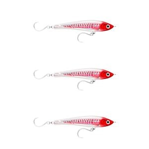 3x Rapala 17cm X Rap Magnum Stick Slow Sink Bait Fishing Lures - HD Red Head UV