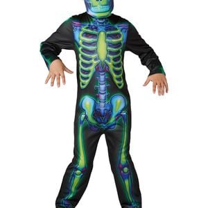 Neon Glow In The Dark Boys Halloween Skeleton Costume - 6-8