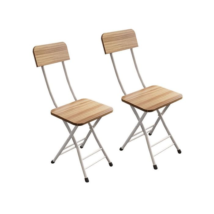 SOGA Oak Grain Foldable Chair Set of 2
