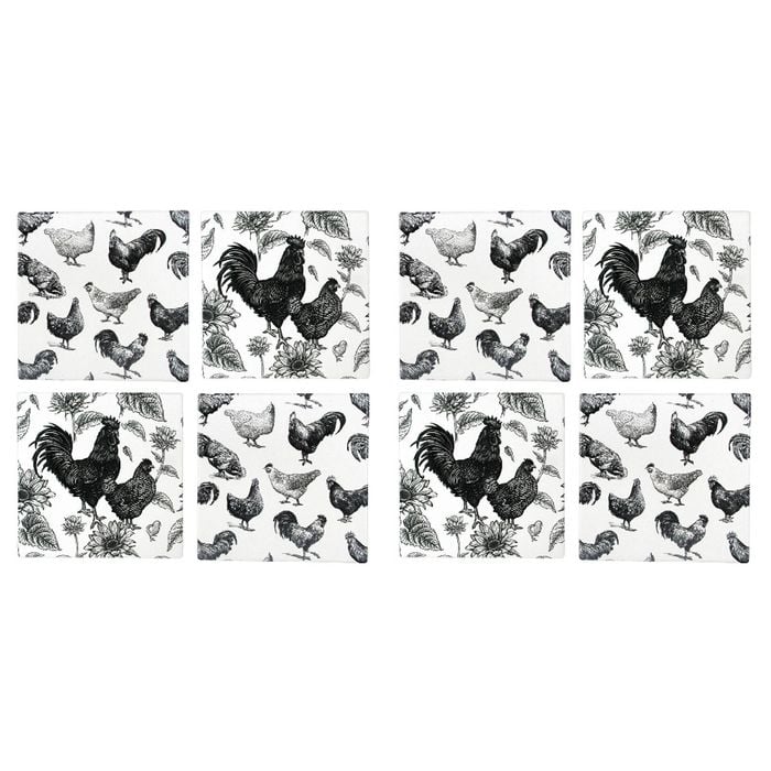 2x 4pc LVD Ceramic Coasters Roosters Home/Kitchen Decor 9.5cm Square