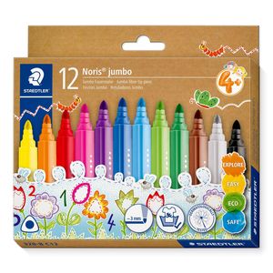 Staedtler Assorted Noris Jumbo Triangular Fibre Tip Markers - Pack of 12