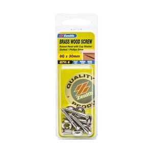 Zenith 8G x 30mm Nickel Plated Wood Screw - 6 Pack
