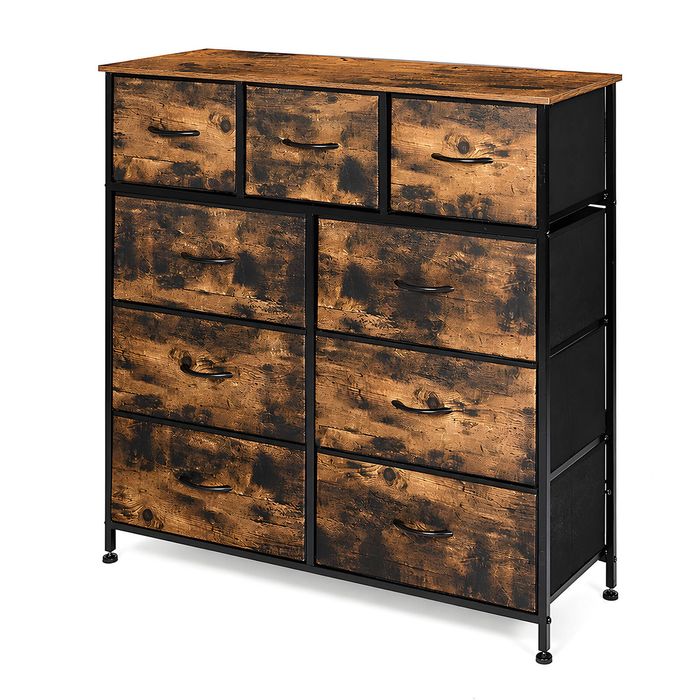 Levede 9 Drawers Storage Cabinet Tallboy Brown
