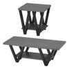 Familand 2 Piece Wooden 120cm Coffee Table Set with Small Side Table in Dark Grey