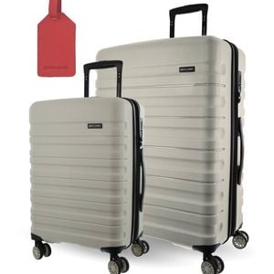 2pc Pierre Cardin Hard-shell Medium & Cabin Set Travel Luggage W/name Tag Snow