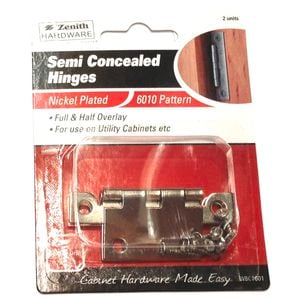 Zenith Semi Concealed Hinge 6010 Pattern Nickel Plated 2pk