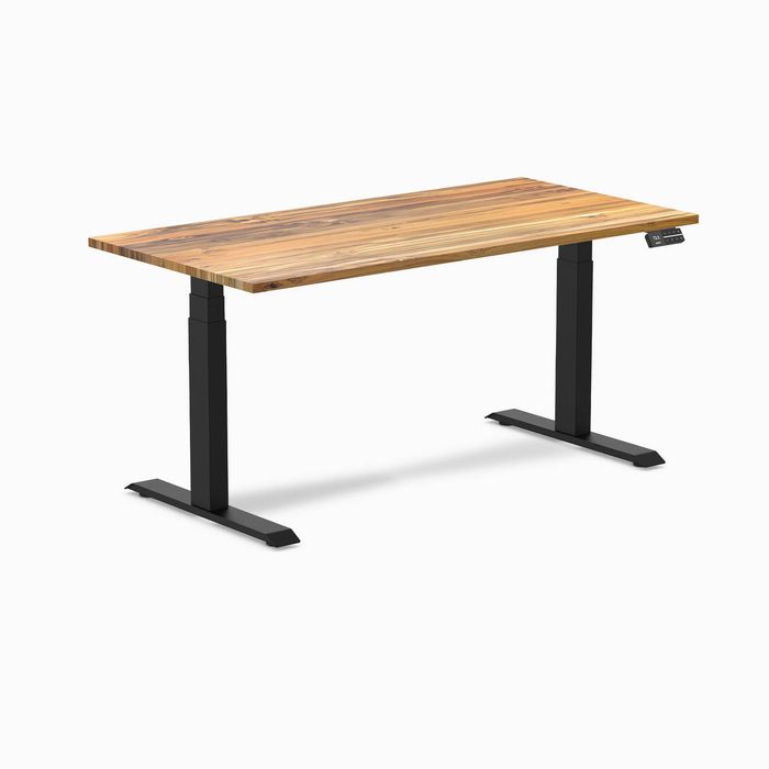 Desky Dual Hardwood Sit Stand Desk Matte Black Frame 150cm