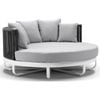 Cannes Outdoor Round Aluminium And Rope Daybed Sun Lounge White & Carbon Grey Rope/olefin Cushions