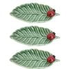 3PK Urban Ceramic Ladybug Leaf Decorative Trinket Dish 18x9cm Green/Red