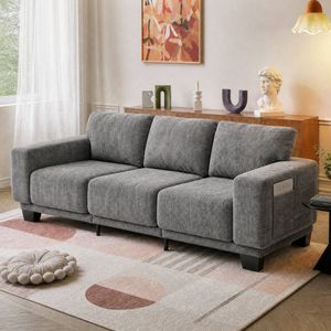 Advwin 225cm 3 Seater Sofa Oversized Chenille Lounge Cloud Couch Grey