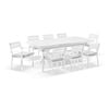 Austin Outdoor 2.2m - 3m Extension Aluminium Table White With 10 Santorini Chairs & Olefin Grey Cushions