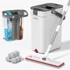 Premium Microfiber Flat Mop Bucket Set w/ Clean & Dirty Water Separation 360 Degree White