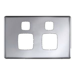 HPM Linea Double Power Point Coverplate Matt Silver