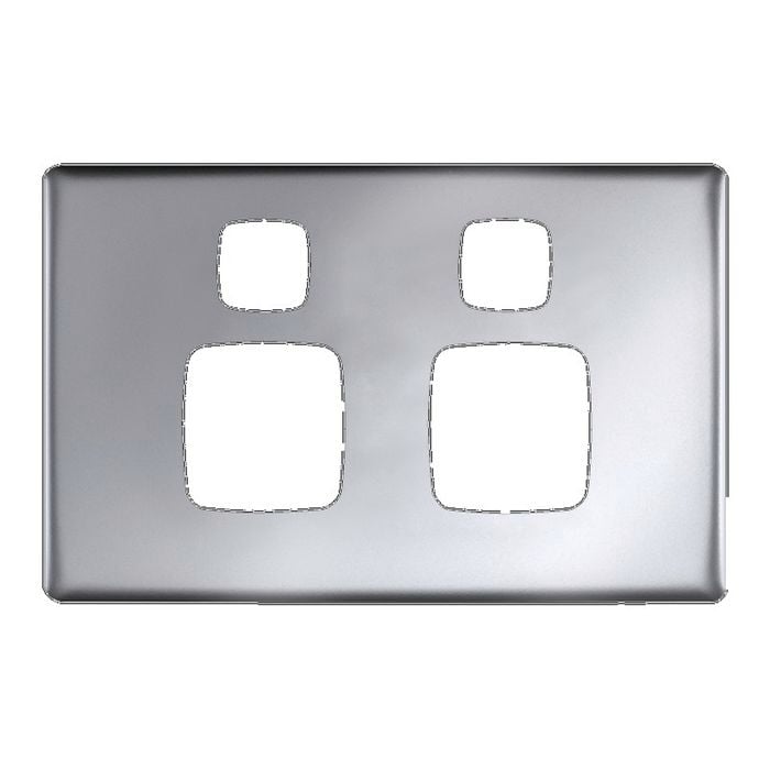 HPM Linea Double Power Point Coverplate Matt Silver