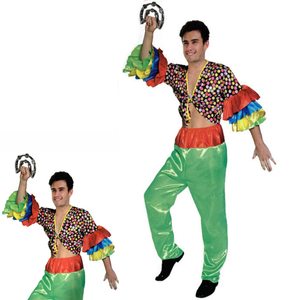 Mens Rumba Costume Mexican Spanish Latin Party Fancy Dress Up Dance Flamenco - Red/Green | One Size | Polyester