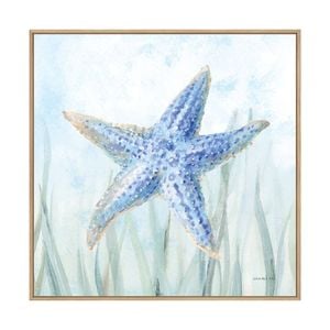 Artey | Undersea Starfish Seaweed - Framed Canvas - Natural Frame - 50 x 50cm