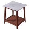 Teamson Home Kingston Side Table with Storage and Marble-Look Top, Marble/Walnut