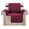 Smarcute 1 Seater Quilted Reversible Sofa Cover with Straps Burgundy