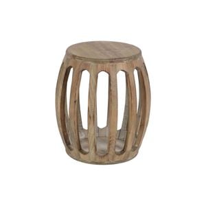 P&P Brown Wooden Accent Stool Solid Wood Compact Seating Footrest Chair