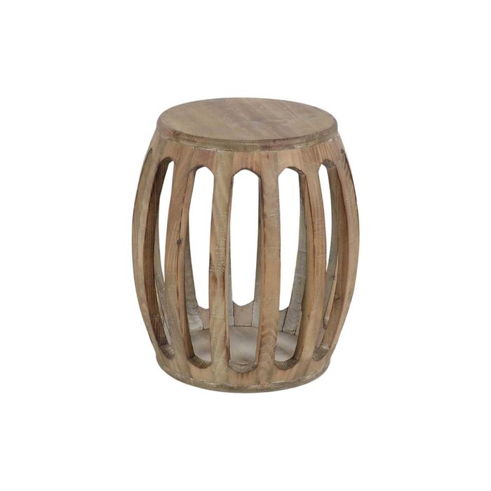 P&P Brown Wooden Accent Stool Solid Wood Compact Seating Footrest Chair