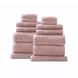 14pc Renee Taylor Aireys Bath/Hand Towel Set Zero Twist Cotton 650 GSM Cherwood