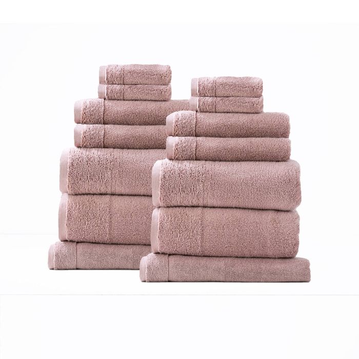 14pc Renee Taylor Aireys Bath/Hand Towel Set Zero Twist Cotton 650 GSM Cherwood