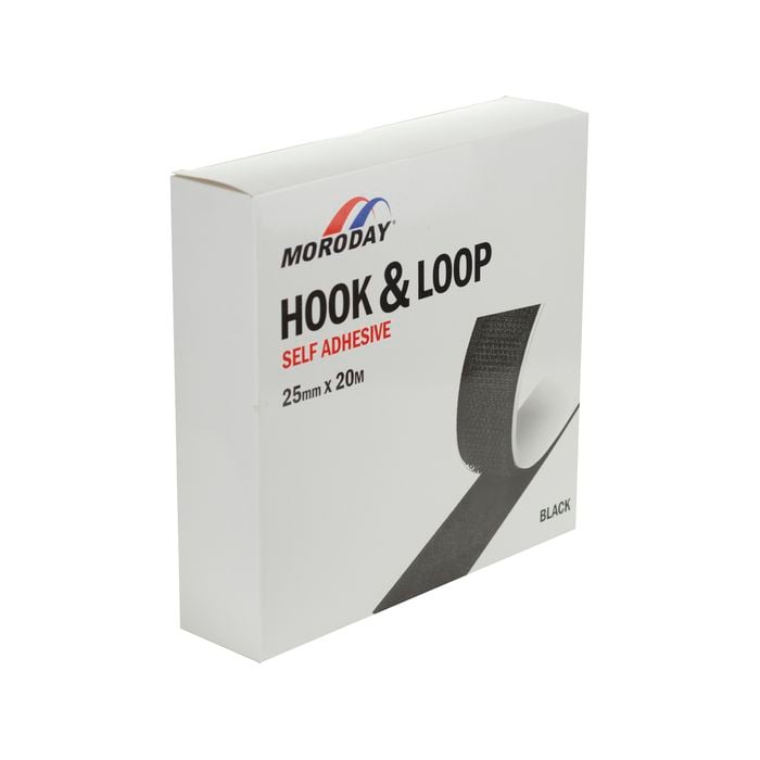 Moroday 25mm x 20m Black Self Adhesive Hook And Loop