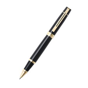 300 Glossy Black/Gold Trim Pen (Med Fountain)