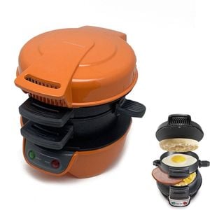 Catzon Electric Sandwich Maker Non-stick Egg Cooker Ring Waffles-orange